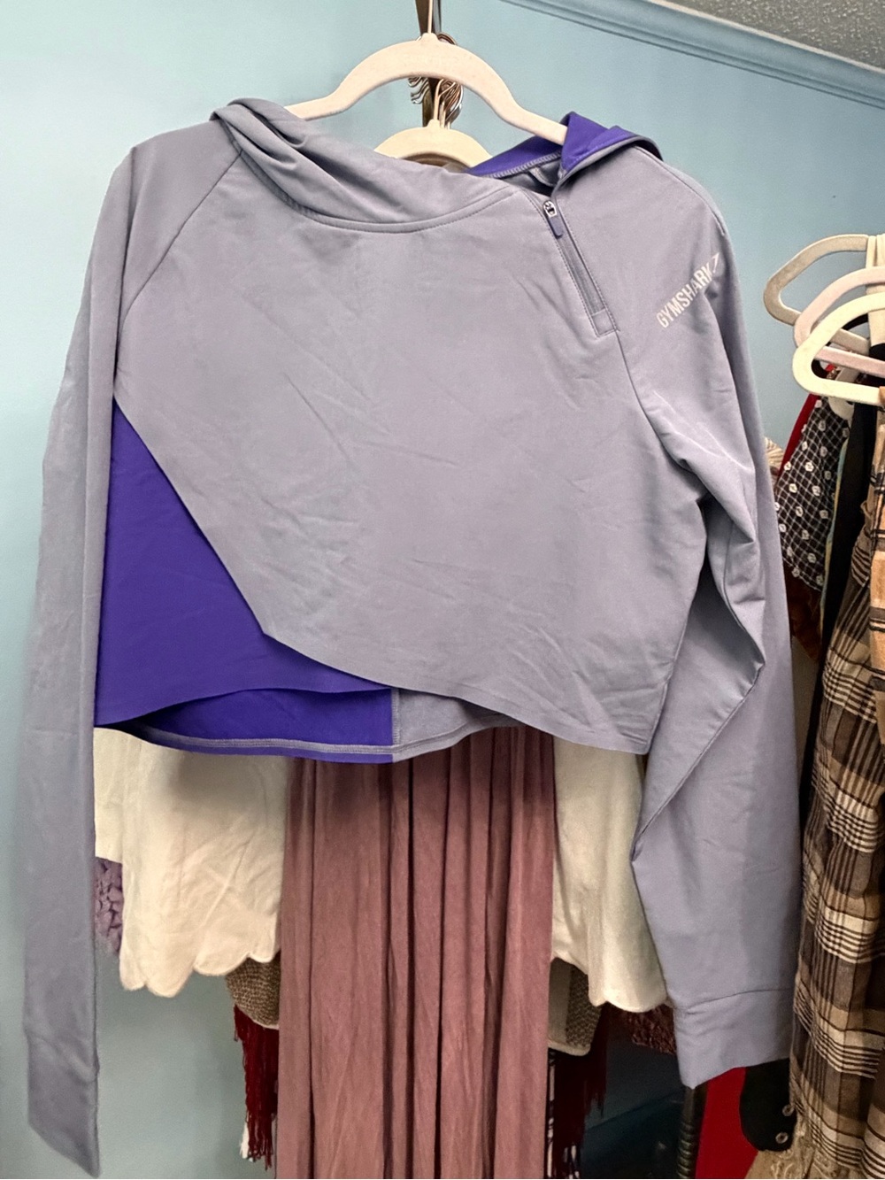 Gymshark Lavender and Purple Cropped  Hoodie Jacket